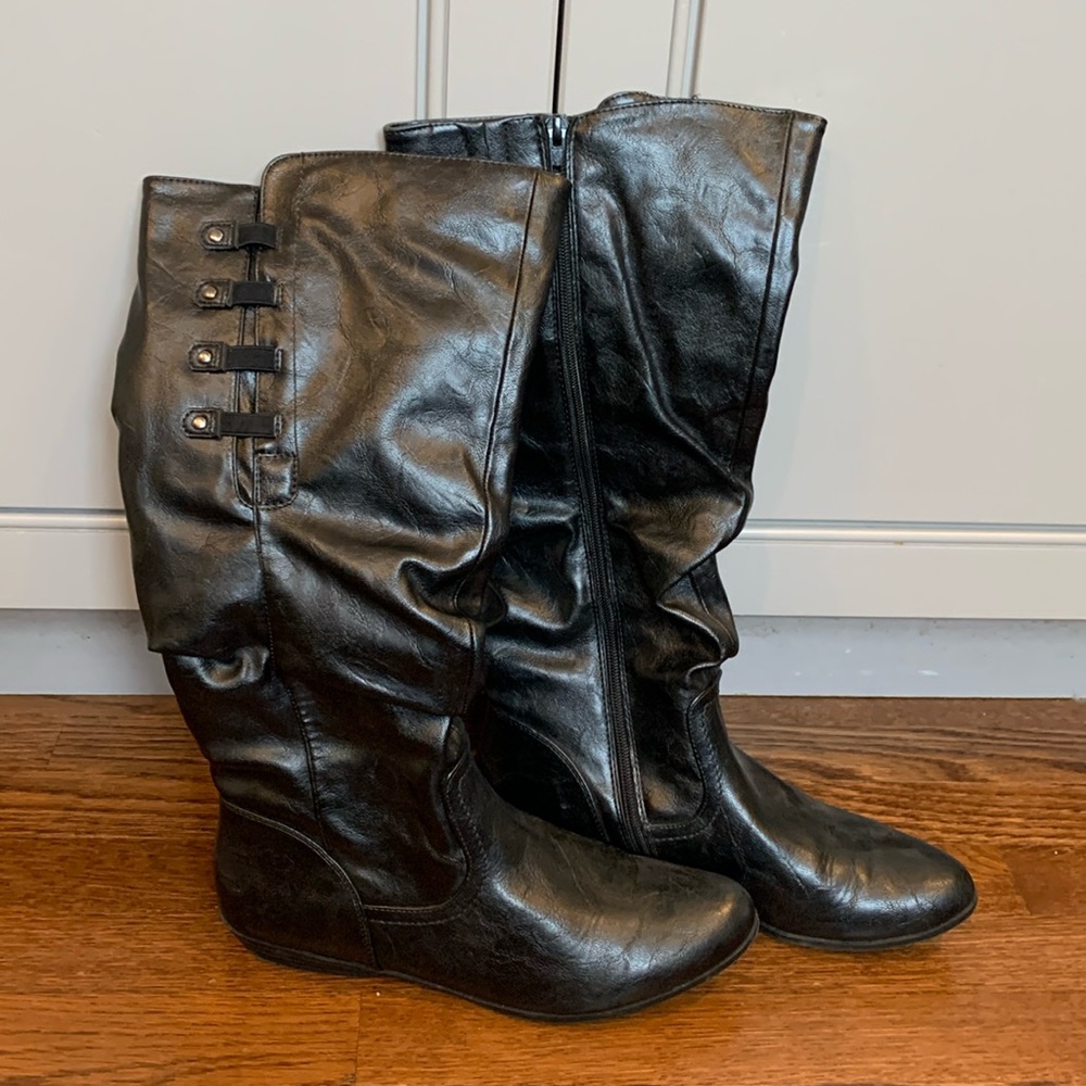 Cliffs Black Leather Tall Boots
